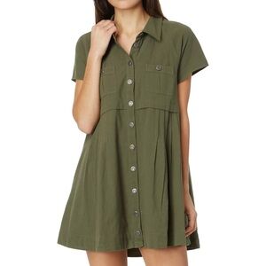 Free People Ronnie Poplin Garden Snake Green Short-Sleeve Mini Dress - Sz S